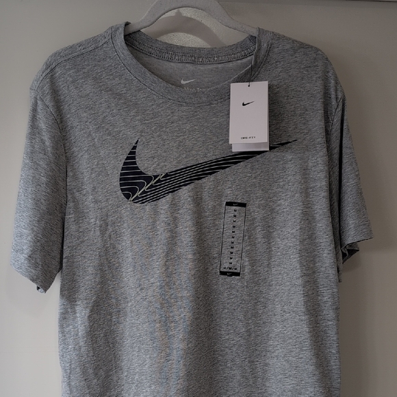 Nike Other - The Nike Tee Men’s Gray Short-Sleeve Blue Swoosh Front Graphic Medium Dri-Fit